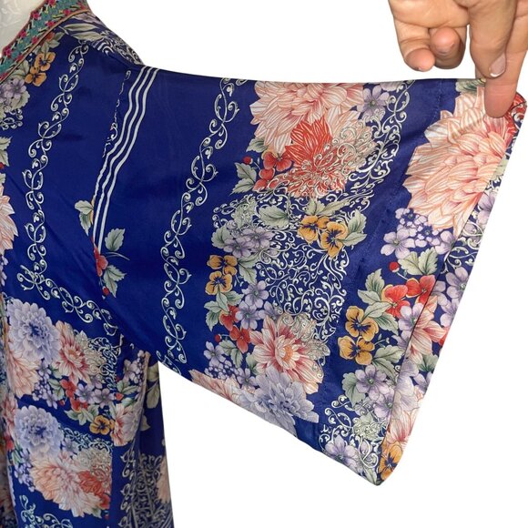 Johnny Was Womens Kimono Size XL Multicolor Blati Floral Side Slits Pure Silk - Picture 7 of 15